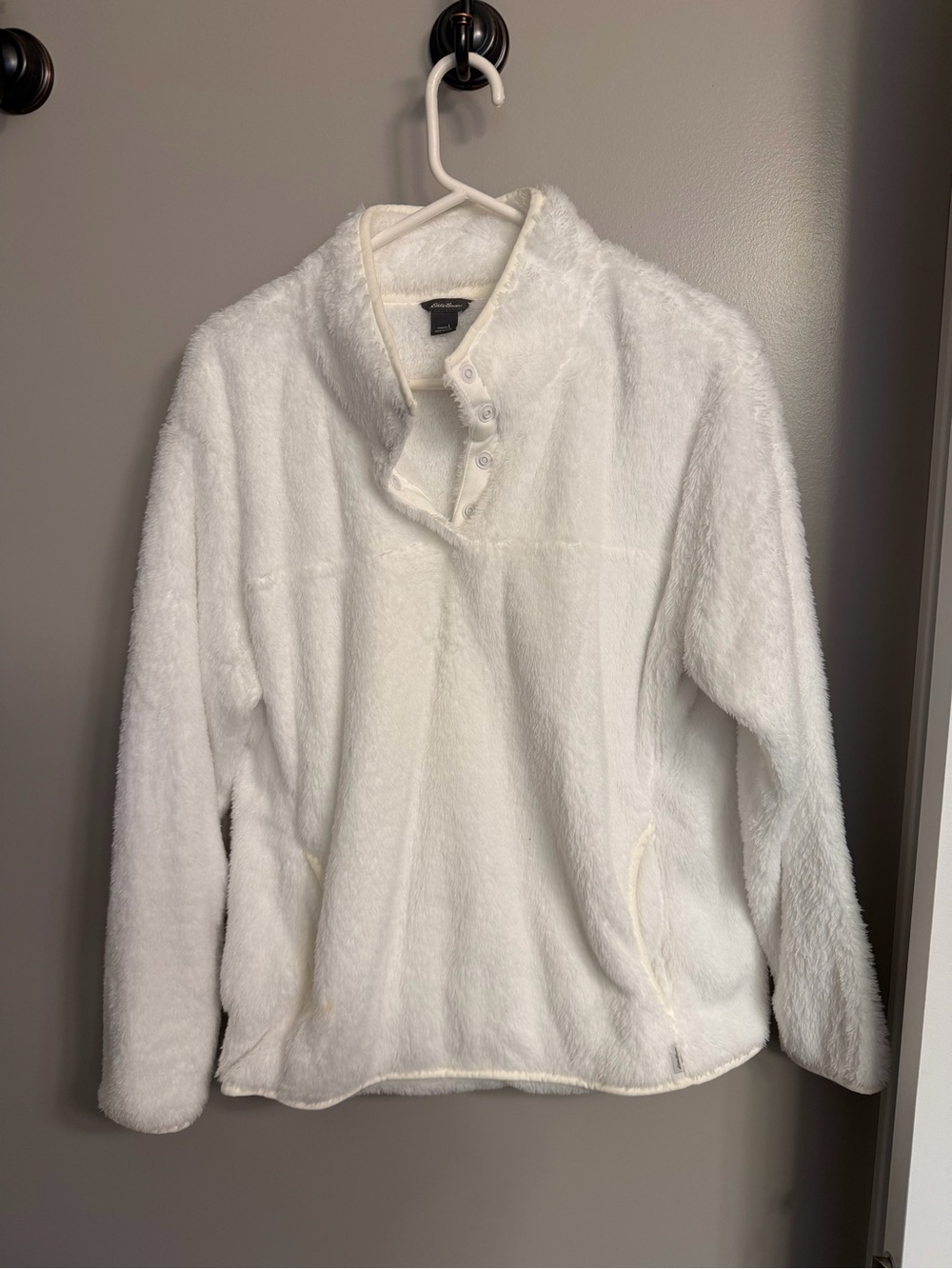 Eddie Bauer White Plush Fleece Jacket